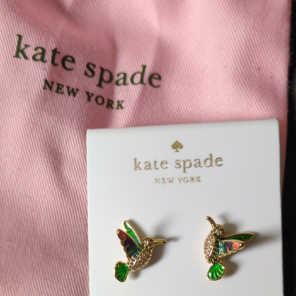 kate spade Hummingbird Earrings - Green and Gold